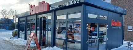 Backshop mit Schaufenstern in Modulbauweise Losberger Modular Systems